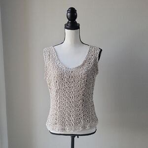 Sonya Ratay For San Andre Taupe Lace Women's Top Size Medium Vintage‎